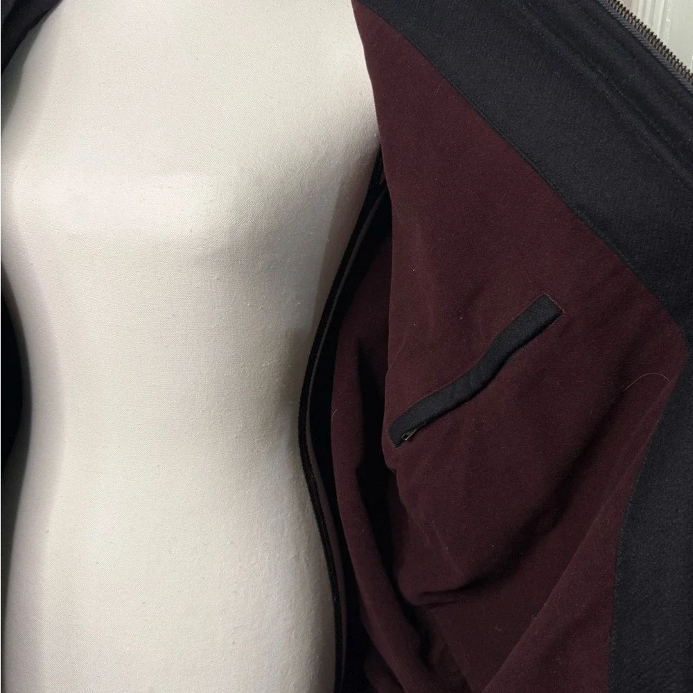 Gant Black Gray Wool Bomber Jacket Coat Leather Collar‎ XL Preppy Classic